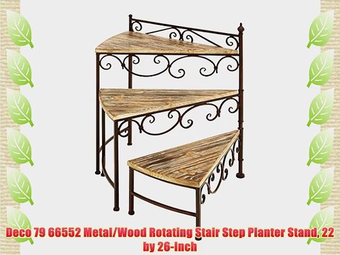 Deco 79 66552 Metal/Wood Rotating Stair Step Planter Stand 22 by 26-Inch