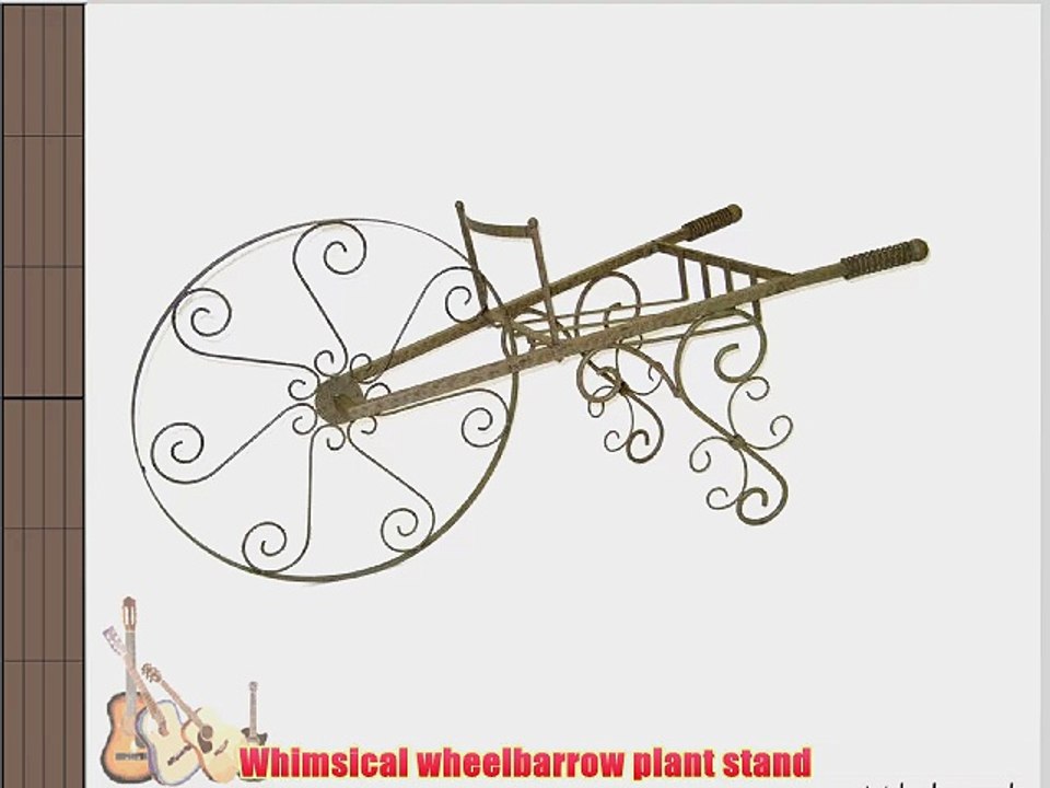 Panacea Products Whimsical Wheelbarrow Plant Stand Antique Willow Finish