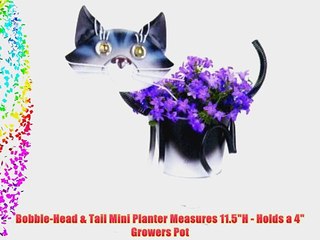 Mini Painted Kitty Cat Mini Planter Bobble-Head