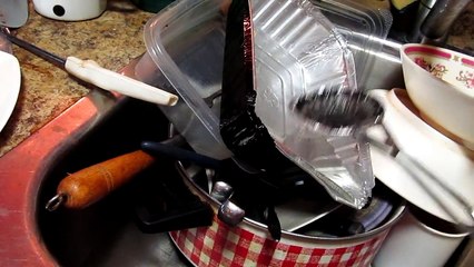 heating up and melting a pie plate on the stove for pure entertainment and amusement