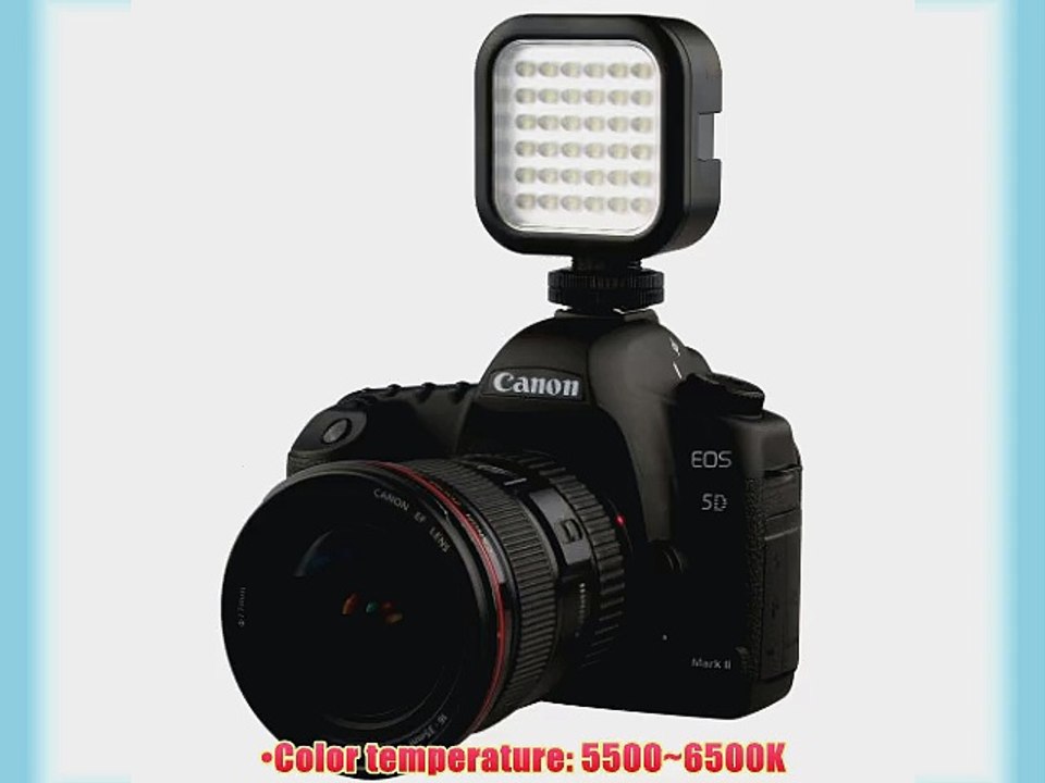Fotga Hot Shoe 36pcs Dimmable Ultra High Power LED Video Light Lamp for Canon Nikon Pentax