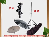 CowboyStudio Double Flash Shoe Swivel Bracket Kit with 2 Mounting Brackets 2 Umbrellas 2 Stand