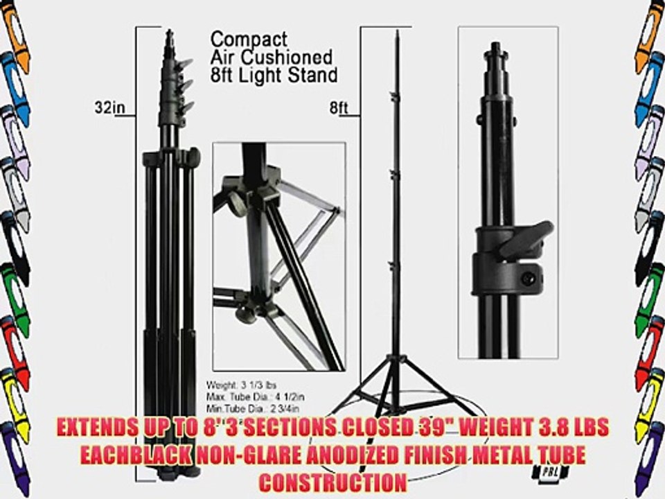 Pro PBL Heavy Duty 8' Light Stands Air Cushioned Velcro Ties Set of 2 Steve Kaeser Photographic