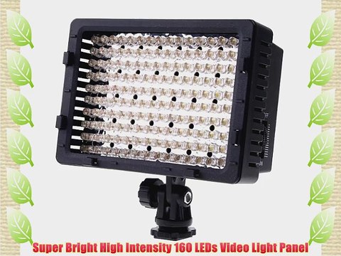 ePhoto DV160 160 LED 5400K Pro Super Bright Dimmable Camera Video Shoe Mount Light Panel with