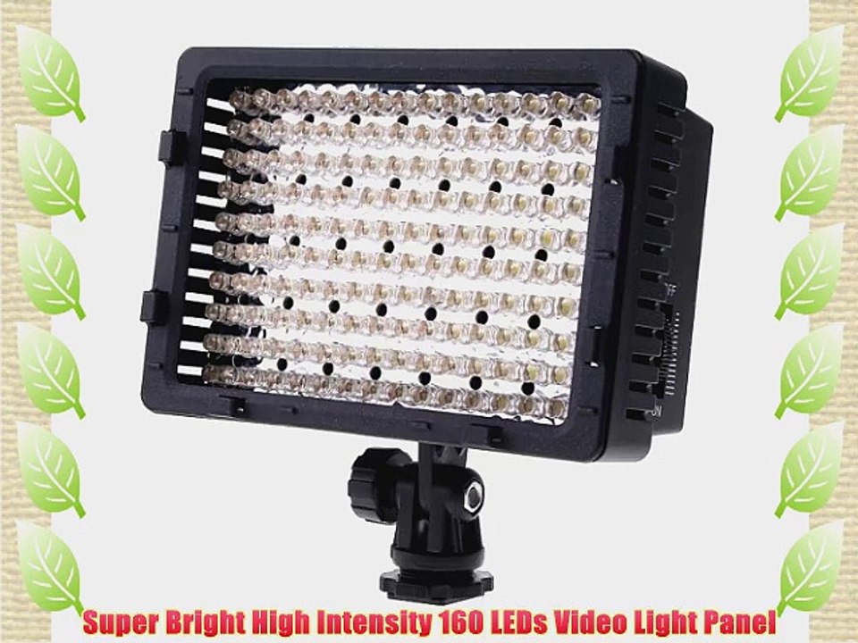 ePhoto DV160 160 LED 5400K Pro Super Bright Dimmable Camera Video Shoe Mount Light Panel with