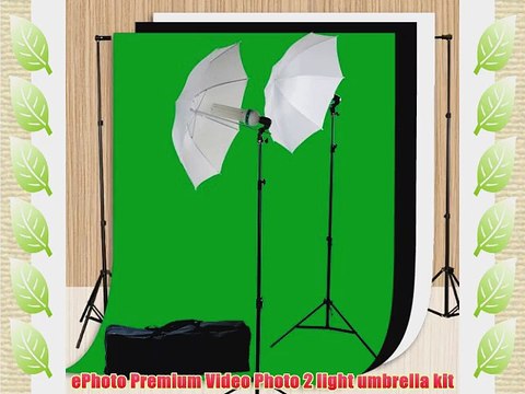 ePhoto Photography Video Studio Lighting Kit with 3pcs 10ft x 10ft Chromakey Black White and