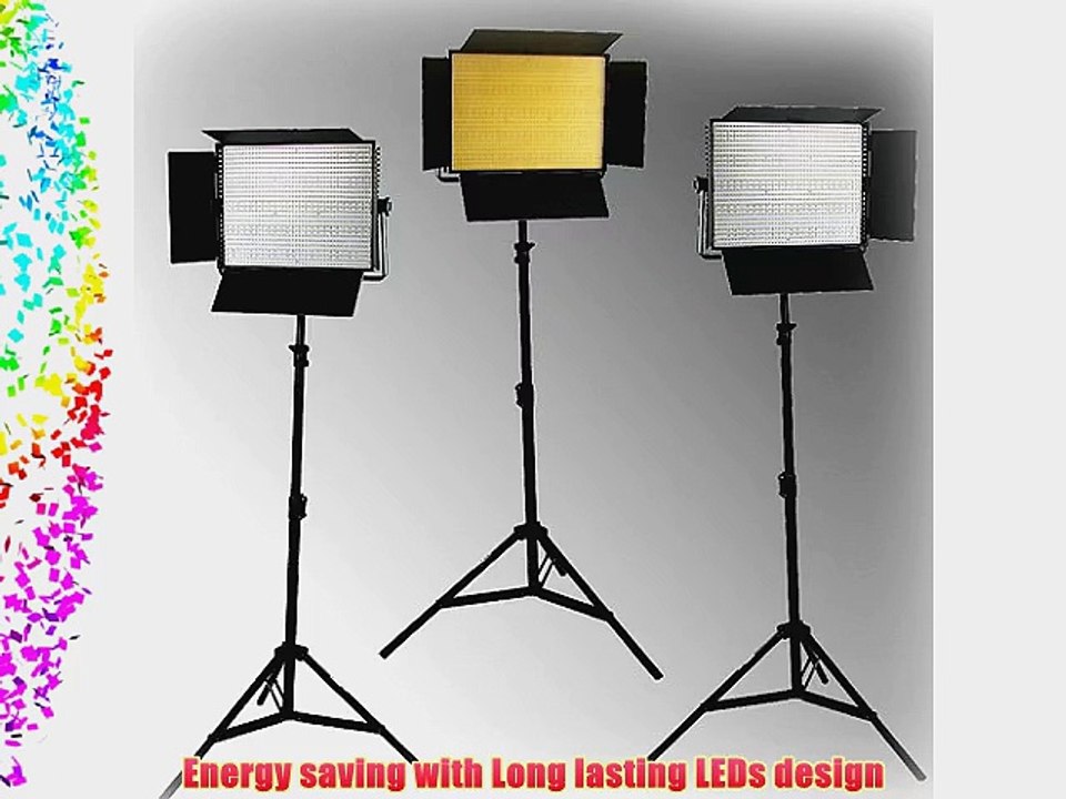 ePhoto Dimmable 3 x 1200 LED Lite Panel Video Photography LED Lighting Kit by ePhotoInc ULS1200Hx3