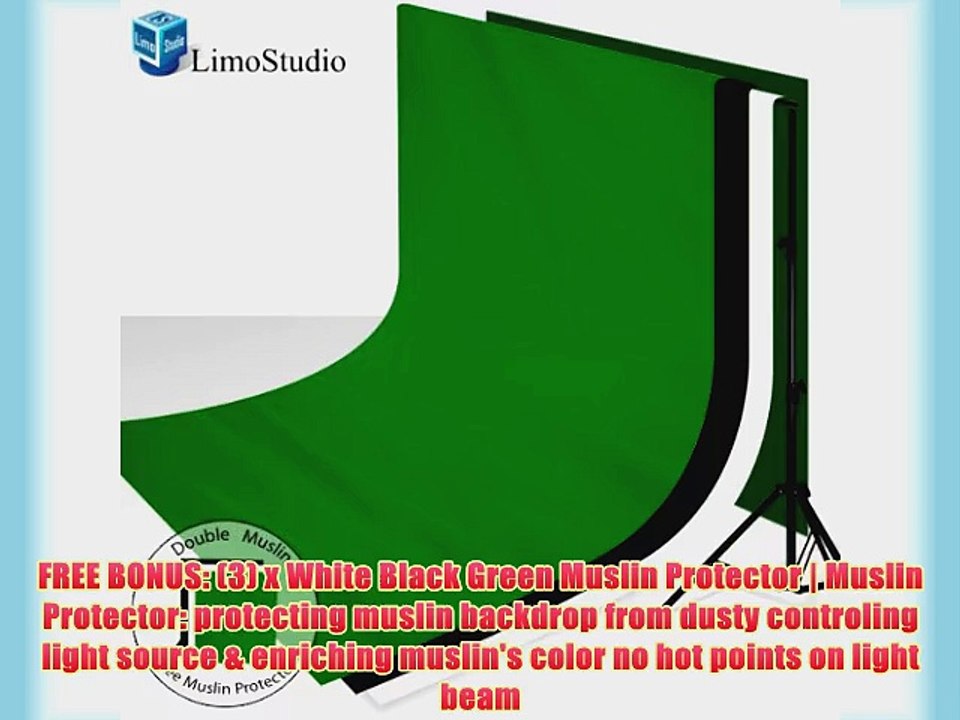 LimoStudio 10' x 8.5' Background Stand Backdrop Support System Kit   6' x 9' 100% Cotton Green