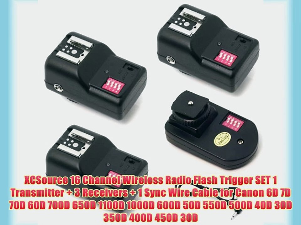 XCSource 16 Channel Wireless Radio Flash Trigger SET 1 Transmitter   3 Receivers   1 Sync Wire