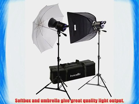 Interfit INT428 Stellar X 300 Watt/Second 2 Head Kit with Umbrella and Softbox