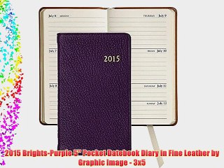 2015 Brights-Purple 5'' Pocket Datebook Diary in Fine Leather by Graphic Image - 3x5