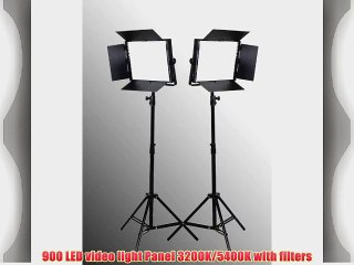 Tải video: ePhoto 2 x 900 LED Light Panels with Dimmer Photo Studio Video Lighting LED Light Kit by ePhotoInc