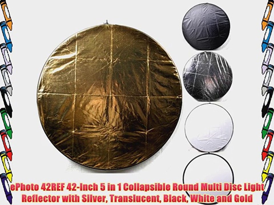 ePhoto 42REF 42-Inch 5 in 1 Collapsible Round Multi Disc Light Reflector with Silver Translucent