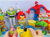Spiderman VS Angry Birds Kinder surprise eggs Play doh Peppa pig  Cars 2 egg