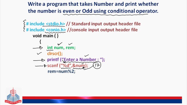 write a program that take number and print whether the number is even or odd using conditional operator.