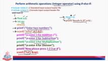 Perform arithmetic operations  (integer Operator) using if else if