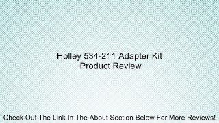 Holley 534-211 Adapter Kit Review