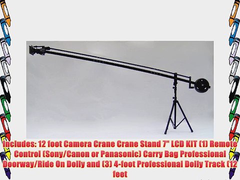 12 ft. Camera Crane Jib with Stand LCD Dolly Remote and Bag