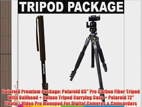 Polaroid Premium Package: Polaroid 65 Pro Carbon Fiber Tripod With Ballhead Deluxe Tripod