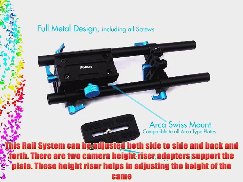 Fotasy BPR Rail Movie Making System 15mm Rod Rig Base Plate with Quick Release (Black)