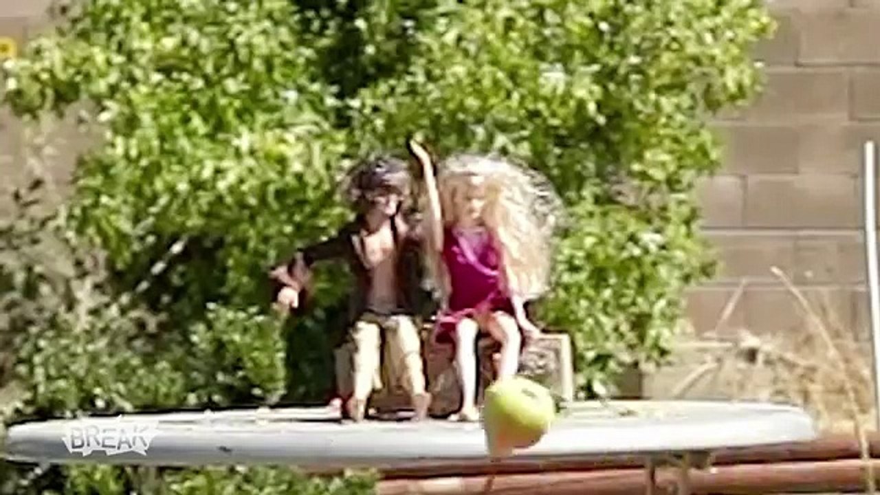 High Powered Fruit Cannon DESTROYS Barbie and Ken