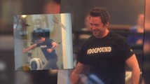 Hugh Jackman Works On His Bulging Biceps At The Gym