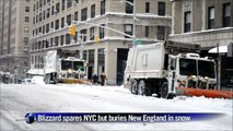 Blizzard spares NYC but buries New England in snow