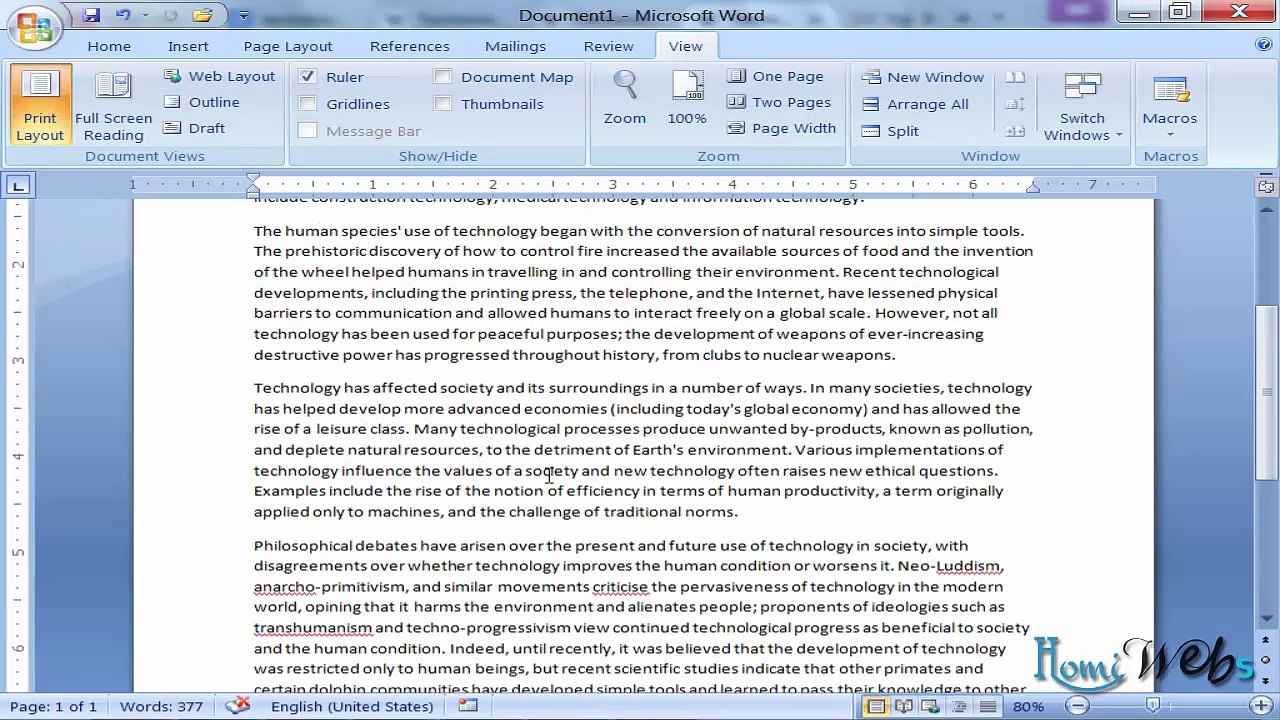Ms Word (Urdu-Hindi) Lec 6 - View - HomiWebs