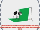 ePhoto 1000-Watt Video Photography Chroma Key with 10 x 20 Inch Green Screen Support System