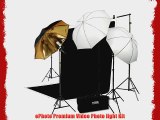 ePhoto H4049 Triple Lighting Video Photography Light Kit 2 Muslin Support Stands Kit with Case