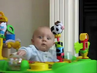 Baby scared by mommy's nose voice - funny video