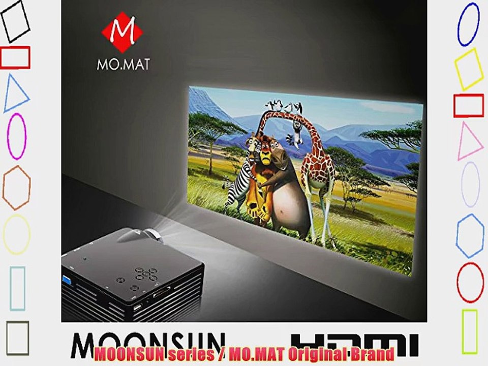 MOONSUN Portable Smart FHD 1080P LED Mini Home Projector 80 16:9 Support HDMI / VAG / USB 2.0