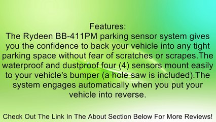 Rydeen BB-411PM parking sensor system Review