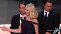 Naomi Watts Almost Falls Onstage After Tripping on Emma Stone's Dress at SAG Awards