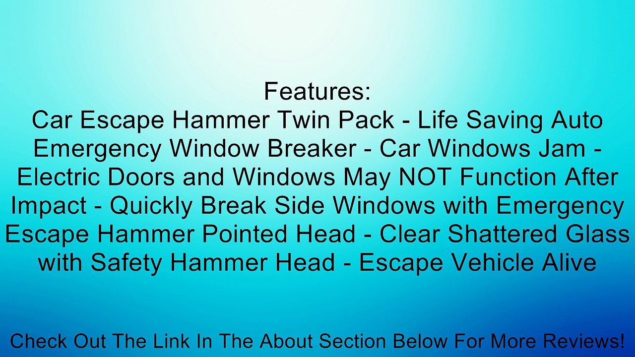 Car Escape Hammer - AutoXiTool Twin Pack Auto Safety Hammer - Life Saving Car Window Breaker - Best Seatbelt Cutter - 100% Money Back Guarantee Review