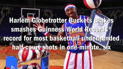 Un Harlem Globetrotter réussit six tirs à la cuillère, du milieu du terrain, en une minute