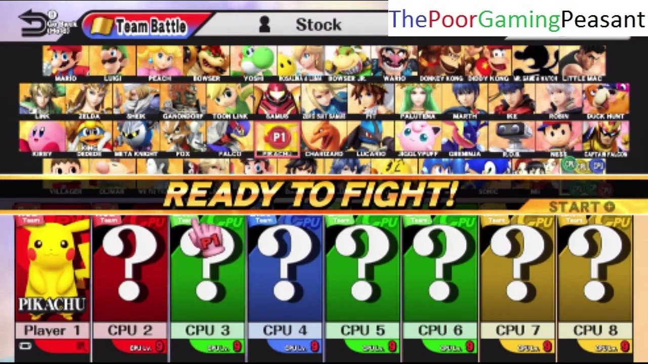 Super Smash Bros. For Wii U 8 Player Team Battle - Playing As Pikachu The Pokemon