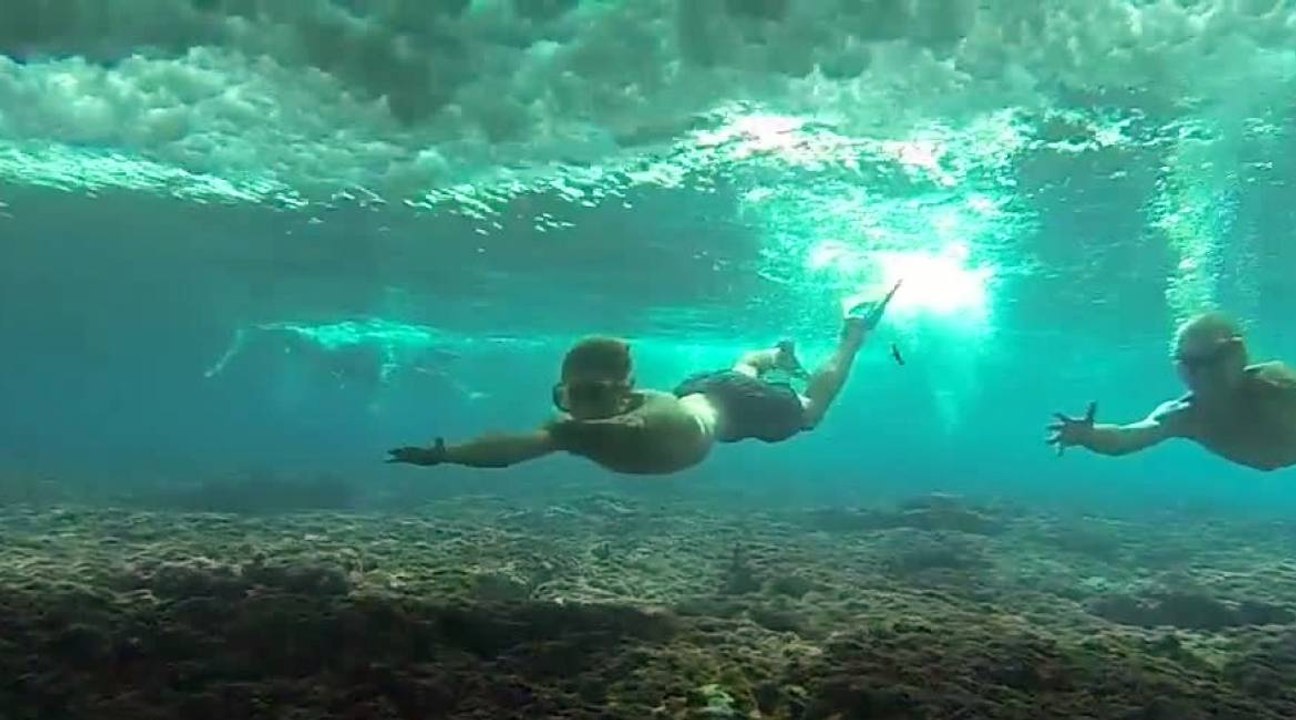 Des bodyboardeurs filmés sous les vagues