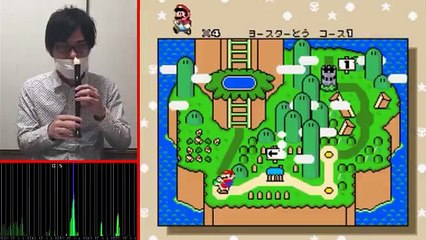 Il joue Mario avec une flute (et avec le nez)