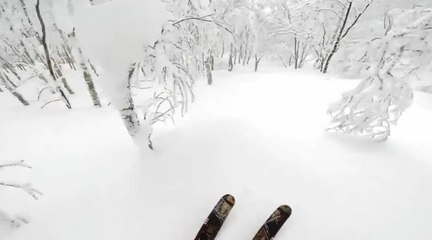 Caméra embarquée dans la poudreuse du Mont Niseko