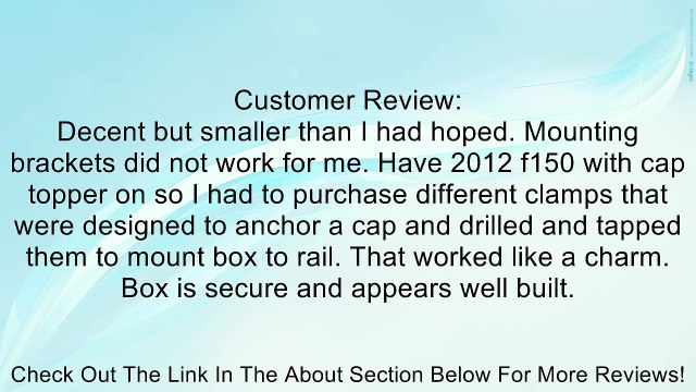 DU-HA 70200 Humpstor Truck Bed Storage Unit/Tool Box/Gun Case Review