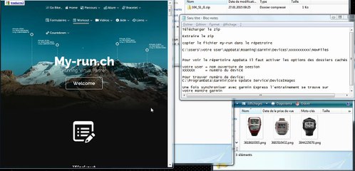 Utiliser les entrainements my-run.ch avec votre montre garmin.