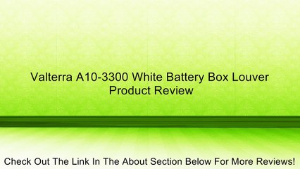 Valterra A10-3300 White Battery Box Louver Review