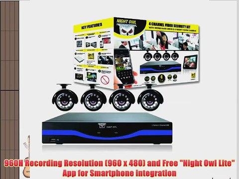 Night Owl Security L-45-4511 4-Channel 960H DVR with 500GB HDD HDMI Output 4 Night Vision Cameras