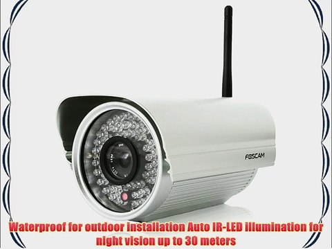 Foscam FI8905W Outdoor Wireless/Wired IP Camera with 4mm Lens (50 Viewing Angle) 100ft Nightvision