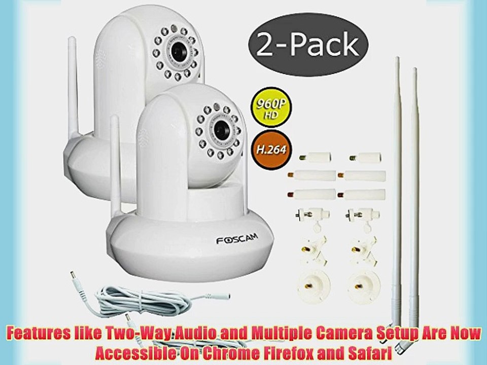 Foscam FI9831W 2-Pack Bundle w/ 9dbi 10ft Power Extension