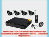 Aposonic A-BR1B4-C250 H.264 CCTV 4-Channel 960H Real-time DVR with 4 x Outdoor 700 TVL IR Cameras