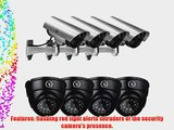 Yubi Power Security Bundle of 8 Fake Outdoor Surveillance Dummy Cameras with Blinking LED Lights