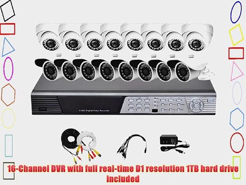 iPower Security SCCMBO0015-1T 16 Channel 1TB HDD Full D1 DVR Security Surveillance System with