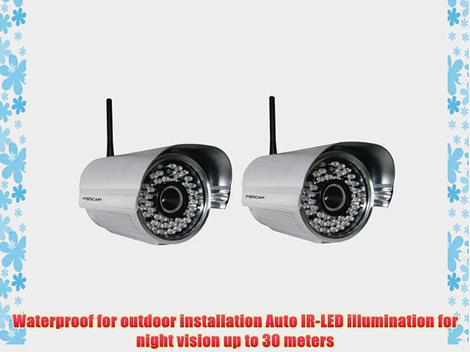 2 Pack - Foscam FI8905W Outdoor Wireless/Wired IP Camera Waterproof with 30 Meter Night Vision